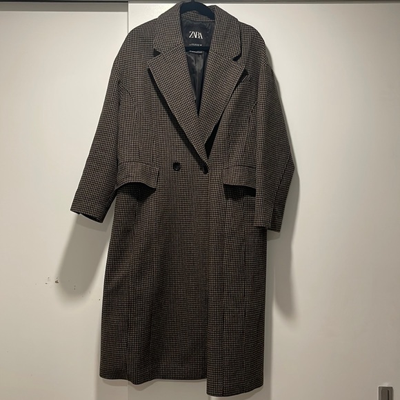 Zara Woven Wool Blend Trench Coat - Picture 4 of 7